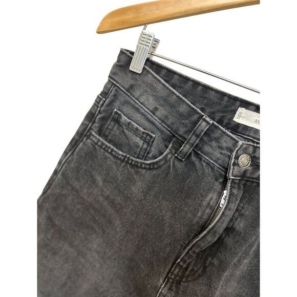 MNG Womens High-Waisted Black Washed Straight-Leg Denim Jeans Size 4 - Picture 4 of 14